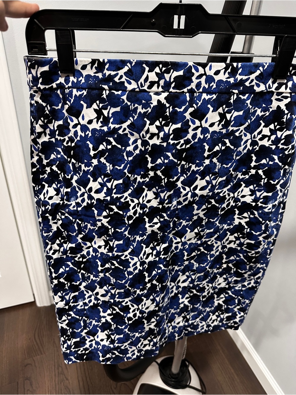J. Crew Navy and White Floral Pencil Skirt